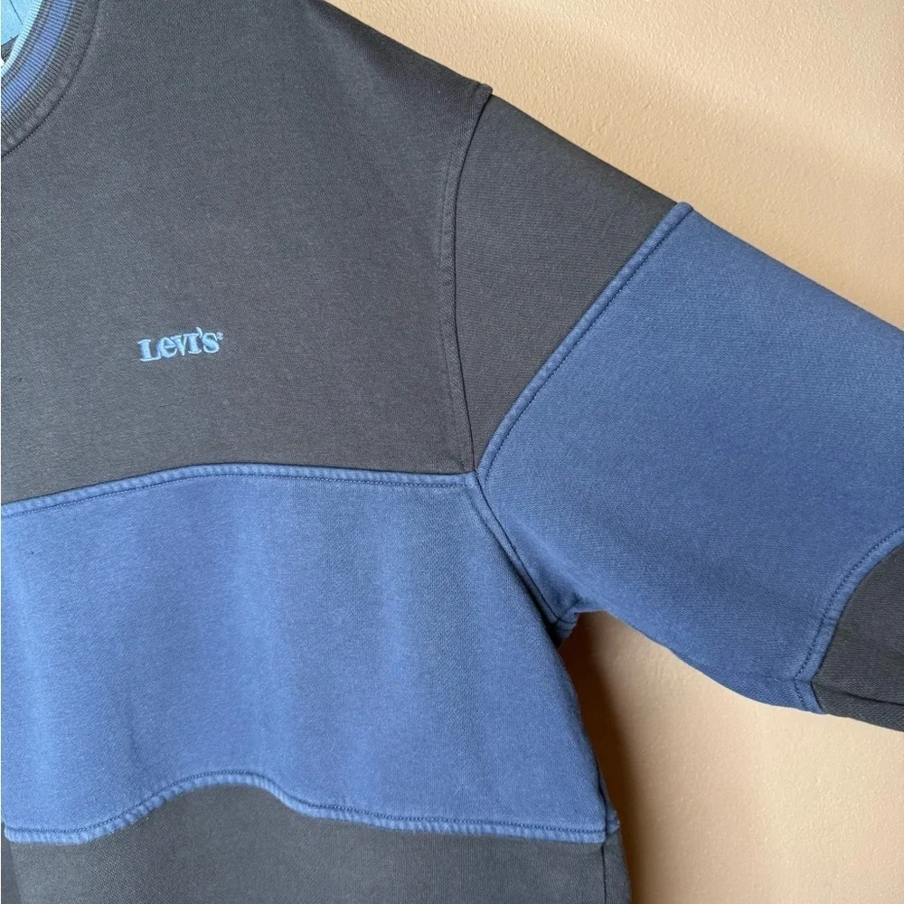 Levi's Men's Crewneck Fleece Pullover Black & Blue Sweatshirt Size XL Streetwear